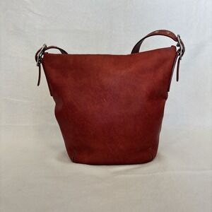 Coach Vintage Y2K 9186 Women's Red Leather Silver Hardware Bucket Shoulder Bag